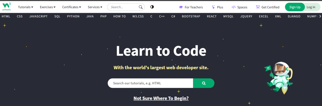 W3Schools to learn html and css