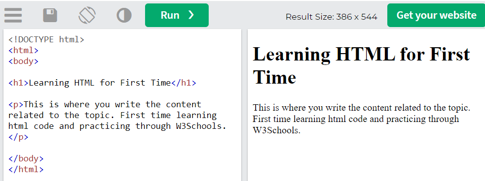 learning html and css with w3schools interactive editor